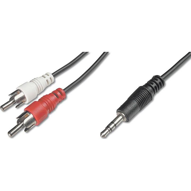 Thumbnail - Digitus ASSMANN Audio Adapterkabel stereo 3.5mm - 2x RCA 1,50m CCS 2x0.10/10 geschirmt M/M schwarz (1.50 m, 3.5mm Klinke...