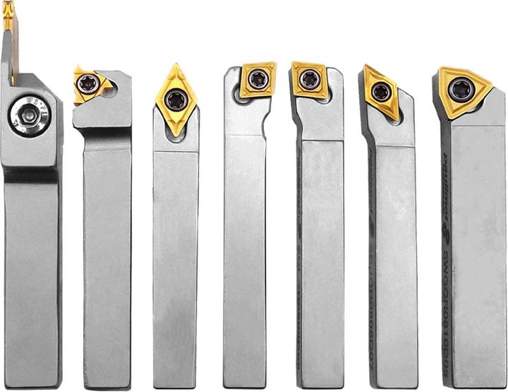 Immagine prodotto Paulimot Set di utensili per tornitura con inserti, nichelato, 12 mm, 7 pezzi