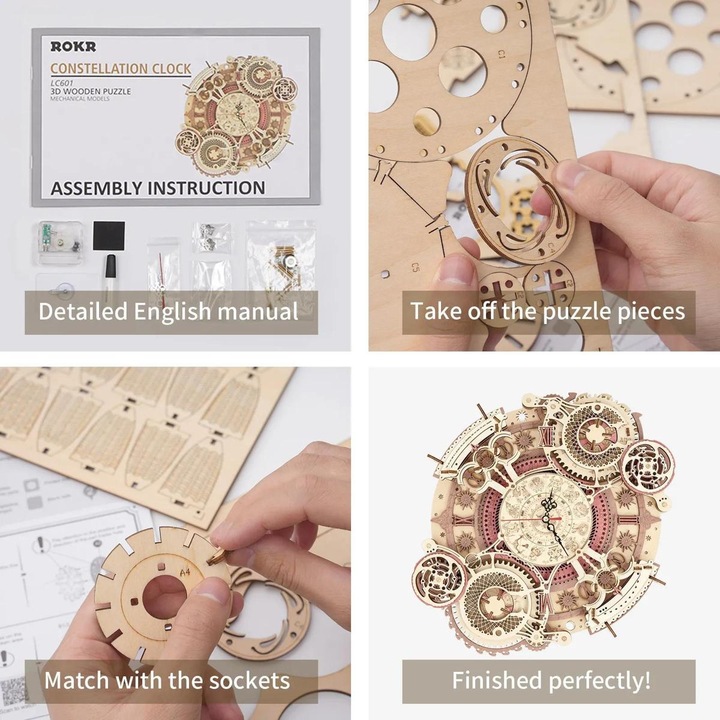 Produktbild Robotime Sternzeichen Wanduhr (168 Teile)