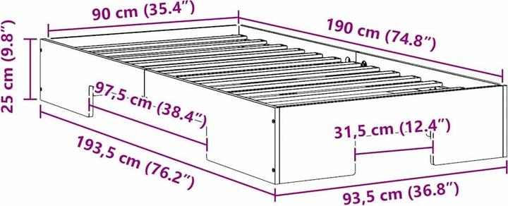 Actual product image vidaXL Bedstead (90 x 190 cm)