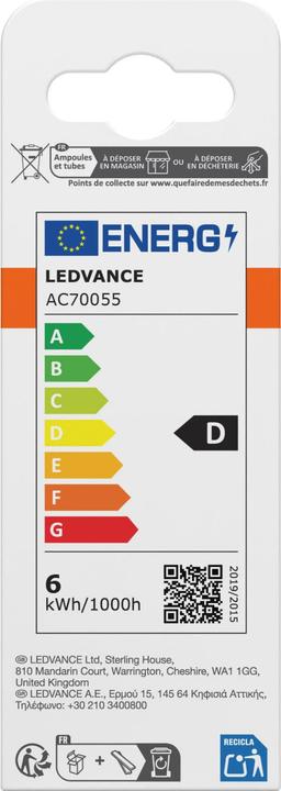 Energy Label Osram LED Retrofit Classic (E14, 5.50 W, 806 lm, 1 x, D)
