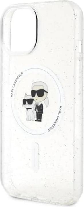 Immagine prodotto Karl Lagerfeld KLHMP15MHGKCNOT Custodia rigida trasparente per iPhone 15 Plus 6,7" Karl&Choupette Glitter MagSa (Apple iPhone 15 Plus)