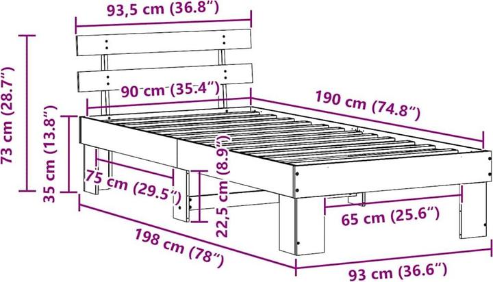 Image du produit vidaXL Bettrahmen (90 x 190 cm)