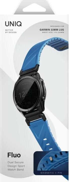 Produktbild Uniq Fluo Strap for Garmin 22mm Blue (22 mm, Plastic, Silicon, Stainless Steel)