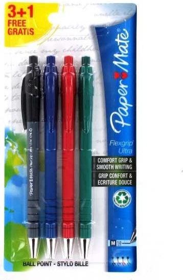 Actual product image Paper Mate Ballpoint pen Flexgrip Ultra RT M 3+1 S/B/R (Green, Red, Black, Blue, 4 x)
