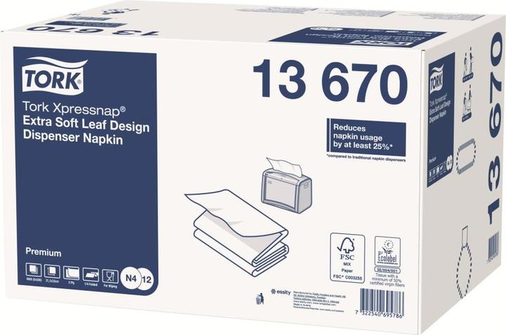 Produktbild Tork 13670, White, Monochromatic, 330 mm, 213 mm, 540 mm, 98 mm (500 Stk., 21.30 x 33 cm)