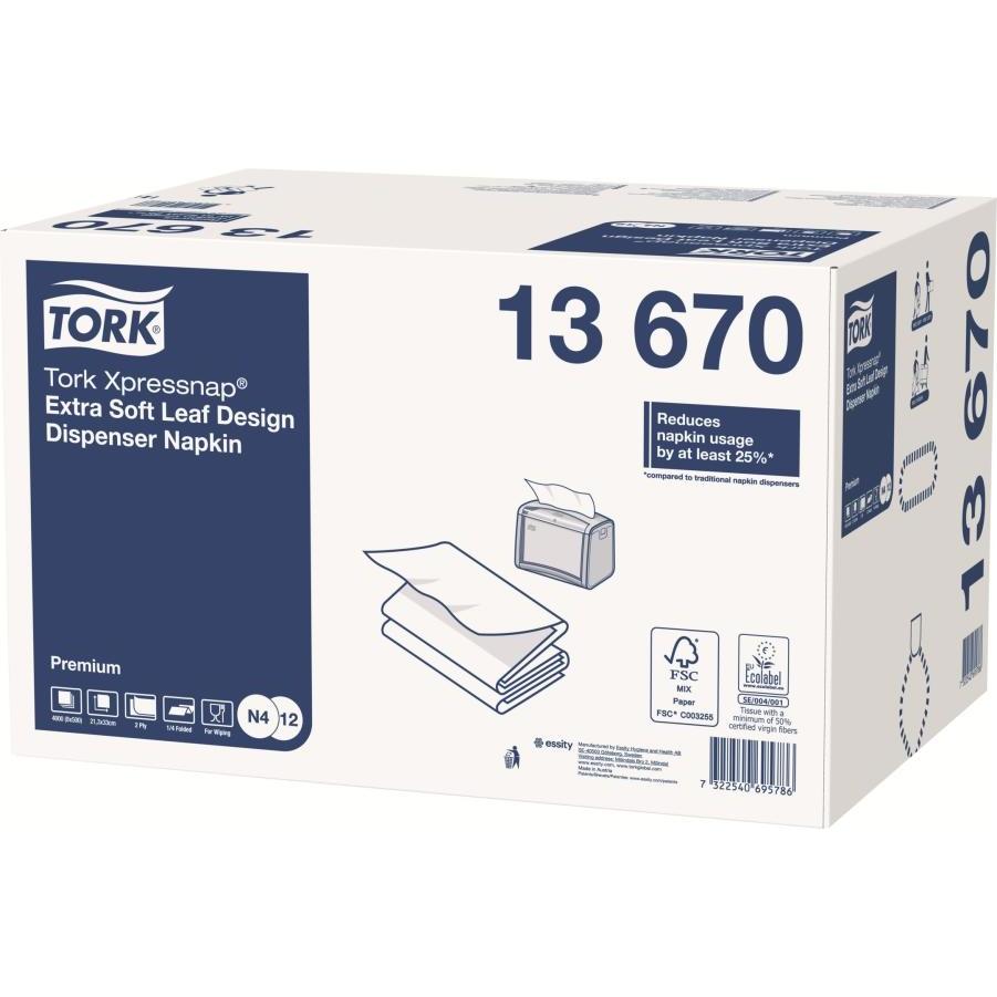 Tork, Servietten, 13670, White, Monochromatic, 330 mm, 213 mm, 540 mm, 98 mm (500 x)