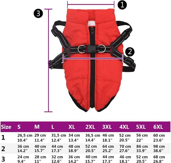 Actual product image vidaXL Dog coat harness Waterproof Reflective (28, Dog coat)