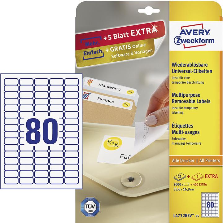 Actual product image Avery Universal labels
