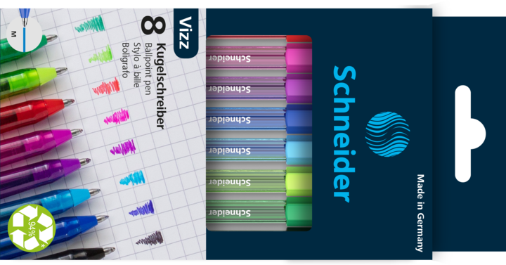 Produktbild Schneider Kugelschreiber Vizz 8 Farben im Etui (farbsortiert, 8 x)