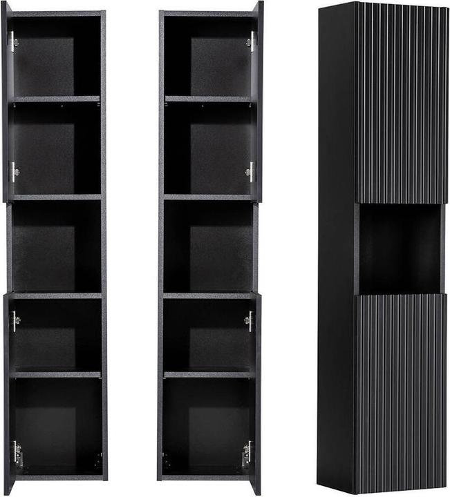 Produktbild En.Casa Hochschrank Newport 140x30x25 cm Schwarz (30 x 25 x 140 cm)