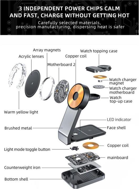 Produktbild Swissten Foldable Wireless Charger Magfold 3In1 25W Black (Magsafe Compatible) (25 W)