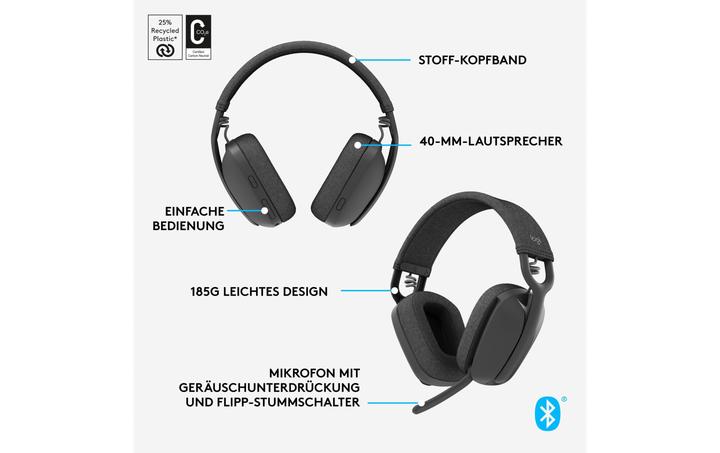 Image du produit Logitech Zone Vibe 100 (Sans fil, USB-C, Les équipes Microsoft, Réunion Google, Zoom)