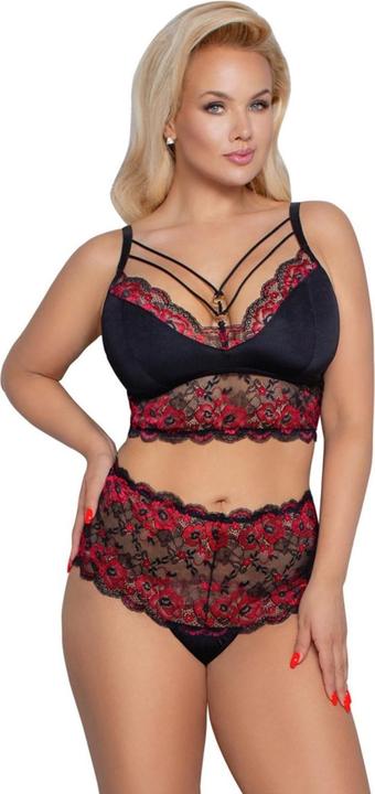 Productafbeelding Cottelli Collection Bh en slip zwart/rood 2XL (XXL)