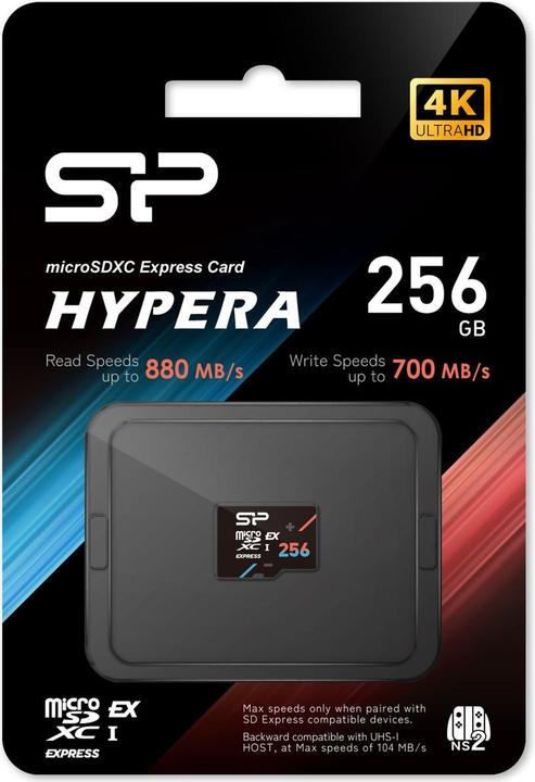 Image du produit Silicon Power NS2 microSD ExpressCard HYPERA 256GB (256 Go, microSD Express, microSDXC, U3, UHS-I)