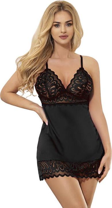 Produktbild Subblime Babydoll Mit Blumenprint Auf Der Brust Schwarz S/M (S, M)