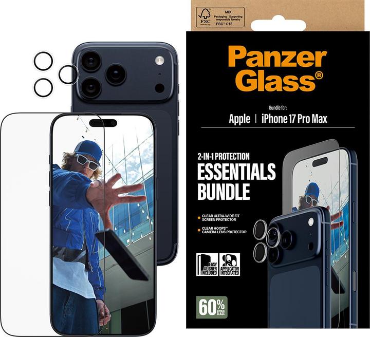 Actual product image PanzerGlass ® 2-in-1 Essentials Bundle iPhone 17 Pro Max (1 Piece, Apple iPhone 17 Pro Max)