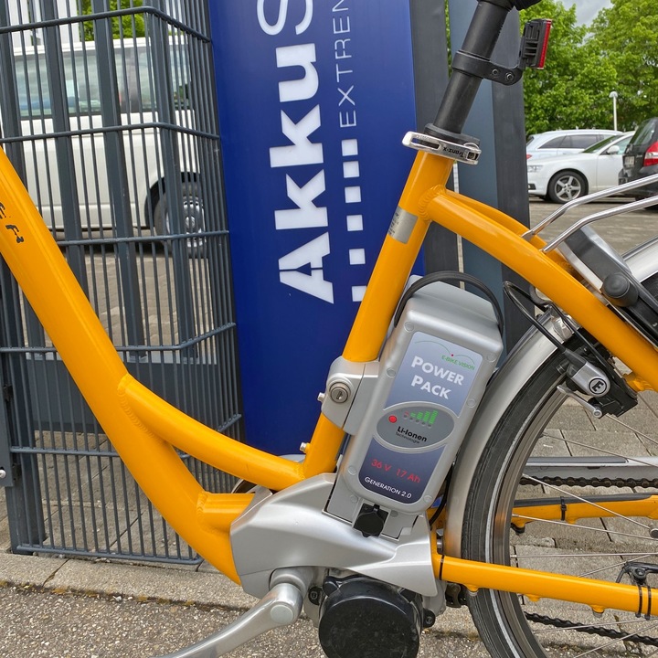 Image du produit E-Bike-Vision Batterie avec chargeur Flyer Deluxe 36V NKY352B2, NKY370B2, tube de selle (612 Wh, Batterie pour vélo électrique)