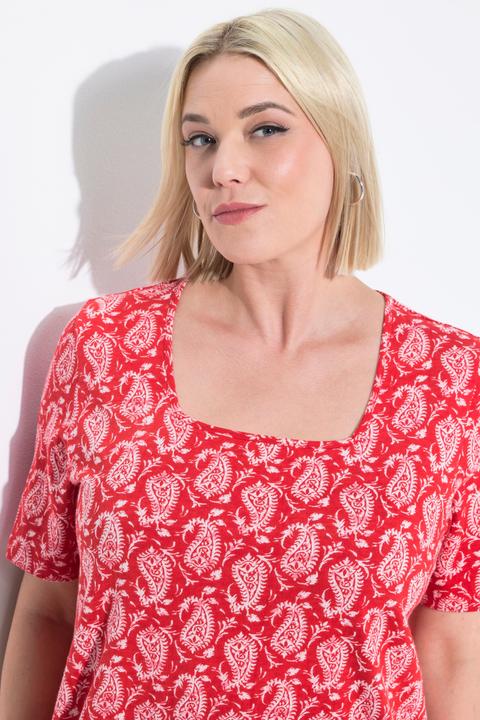 Actual product image Ulla Popken Paisley Sprit Square Neck A-Line Tee (62)