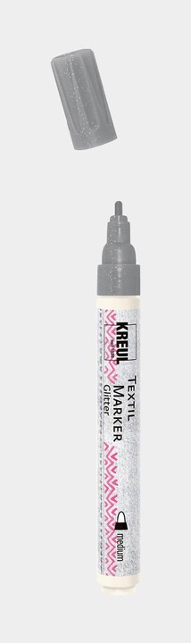 Image du produit Kreul Crayon de peinture pour tissu, marqueur textile Javana texi mäx Glitter pour tissus clairs et foncés (Argent, 4 mm)