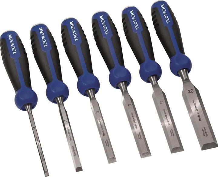 Actual product image Tecwerk Firmer chisel set 6,10,12,16,20,26 mm 2-component handle with imp. head 6-part (6 mm)