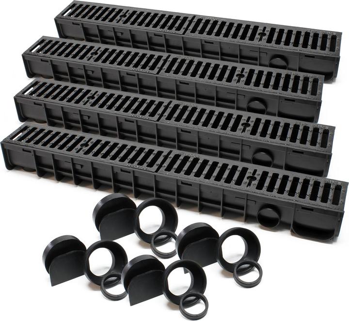 Produktbild Wiltec Entwässerungsrinne 4x1m Abdeckrost 12,5t Gusseisen Ablaufrinne Abwasserrinne