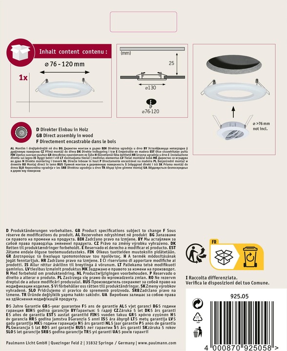 Produktbild Paulmann Einbauleuchte Adapter
