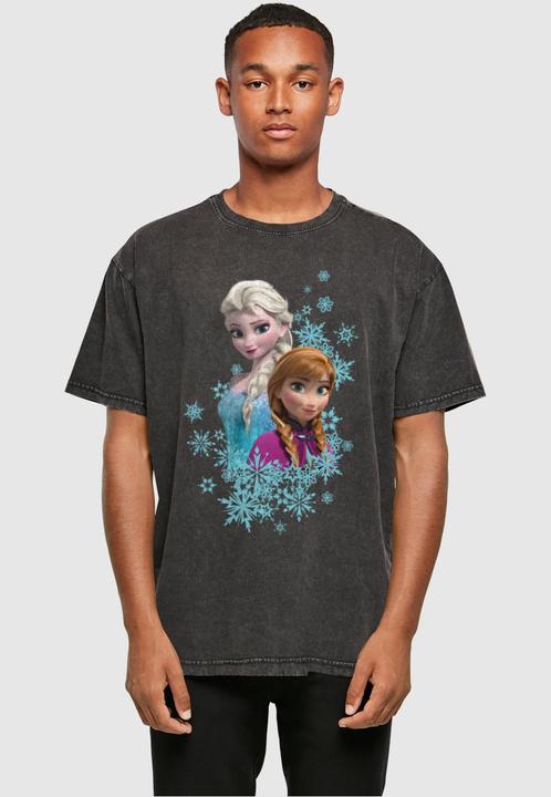 Produktbild Absolute Cult Frozen - Elsa And Anna Sisters Acid Washed Oversize Tee - 116887 (L)