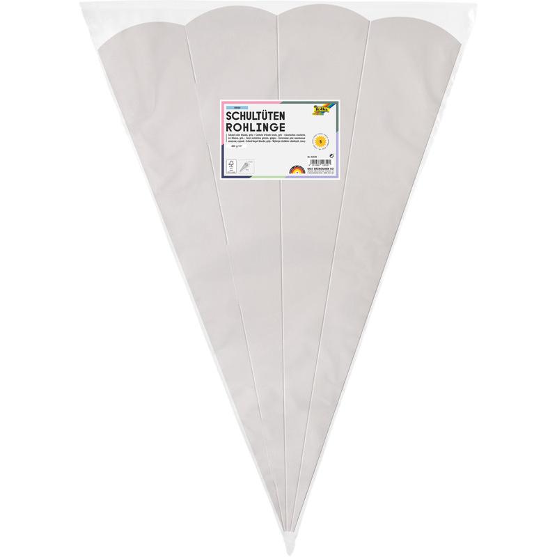 Folia, Schultüte, Schultten-Zuschnitt, 6-eckig, 680 mm, grau (68 cm)