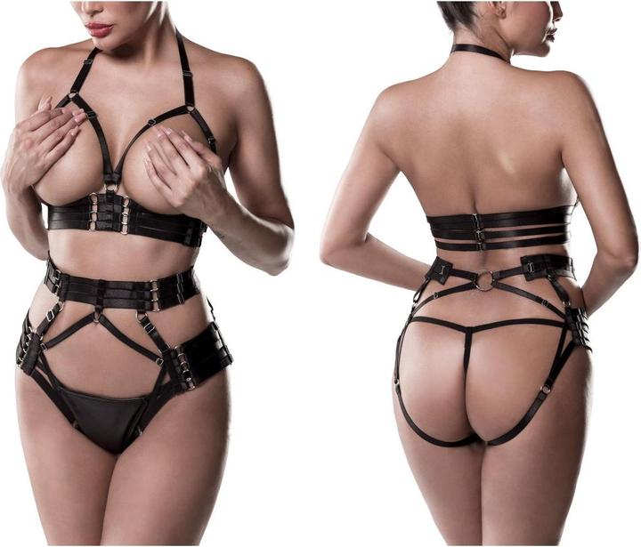 Immagine prodotto Grey Velvet Set di 3 pezzi composto da top, imbracatura e perizoma (L)