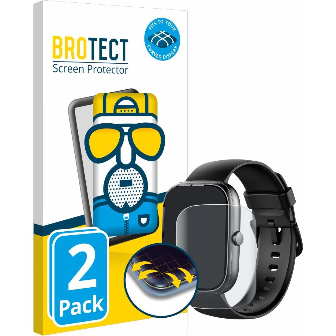 BROTECT Full-Screen Displayschutz Matt, Smartwatch Schutzfolie, Grau