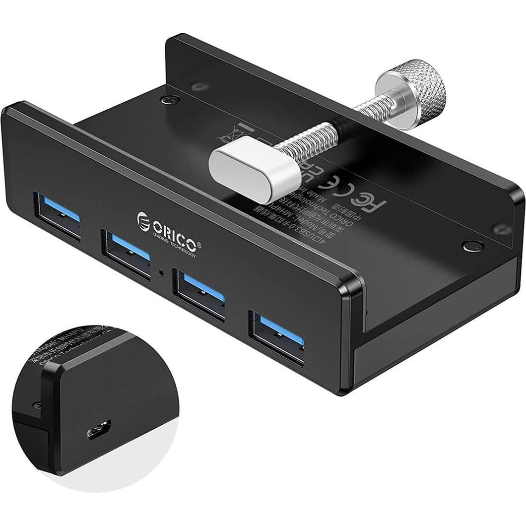Orico MH4PU-P-BK-BP (USB-C, 4 Ports), Dockingstation + USB Hub, Schwarz