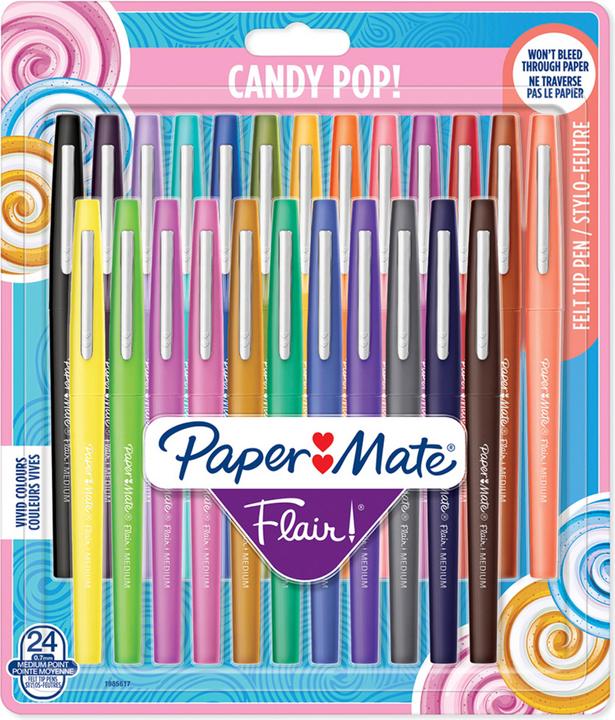 Paper Mate Faserschreiber Flair Candy Pop (Mehrfarbig, 24 x)