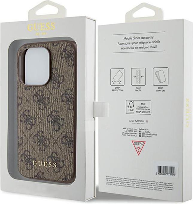 Produktbild Guess GUHCP15LG4GFBR iPhone 15 Pro 6.1" brązowy/brown hard case 4G Metal Gold Logo (Apple iPhone 15 Pro)