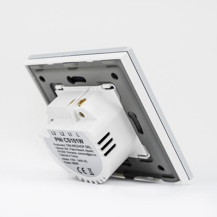 Image du produit PNI Interrupteur simple et croisé tactile CS101W en verre, blanc avec affichage LED, 800W