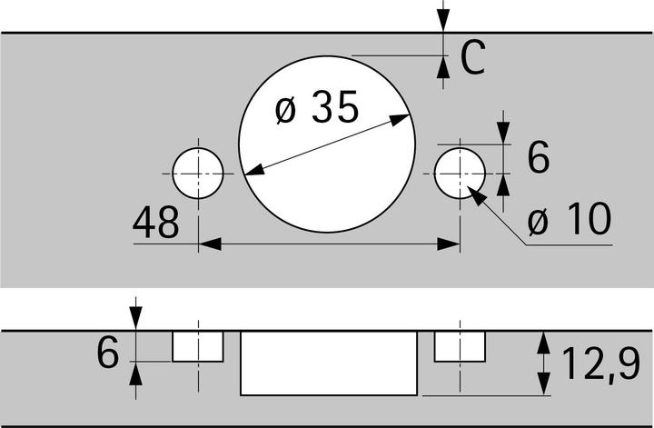 Actual product image Hettich Zero-incursion pot hinges Sensys 8657i, corner and middle hinge