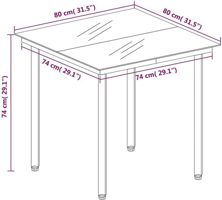 Produktbild vidaXL Garten-Esstisch (80 x 80 x 74 cm)