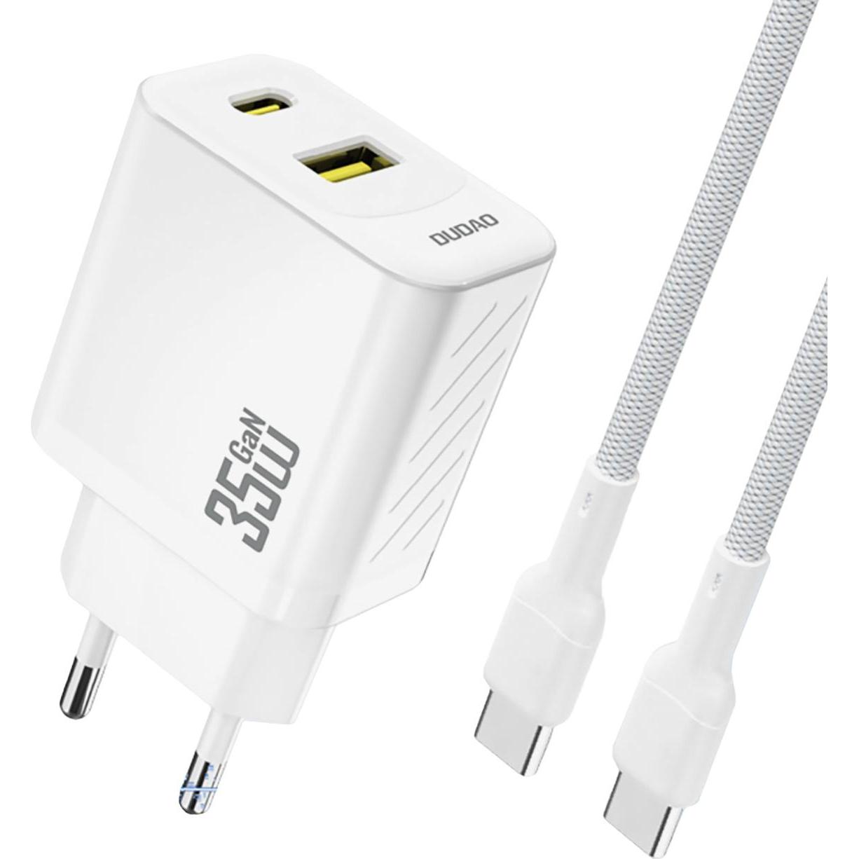Dudao A27 MaxC 35W Wandladegerät + USB-C Kabel - Weiss (35 W), Caricatore USB, Bianco
