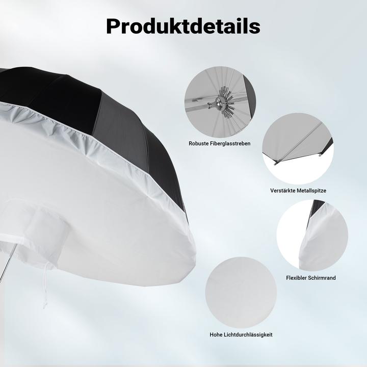 Produktbild Walimex pro Parabol Reflexschirm schwarz/weiss Ø165cm Diffusor Lichtformer Foto (Diffusorkugel, 165 cm)