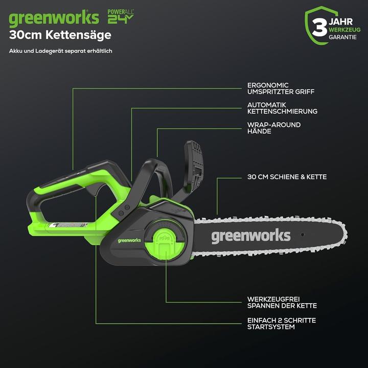 Image du produit Greenworks G40CS30II - 2007807 (Tronçonneuse à batterie)