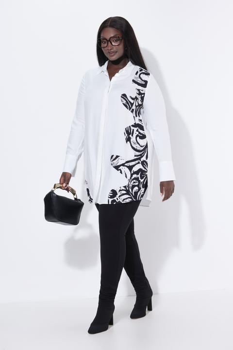 Immagine prodotto Ulla Popken Blusa lunga con design animalier, collo da camicia e maniche lunghe (60)