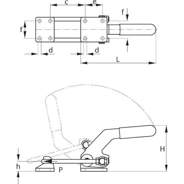 Thumbnail - Amf, Schraubstock + Zwinge, Verschlussspanner Nr. 6849PH Grösse 4 horizontal schwer (107 mm)