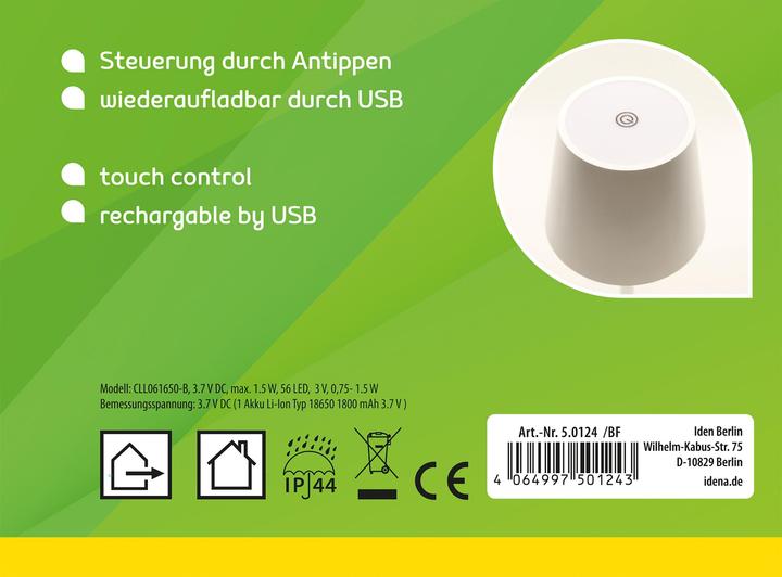 Actual product image Idena LED table lamp battery white 37cm dimmable indoor and outdoor