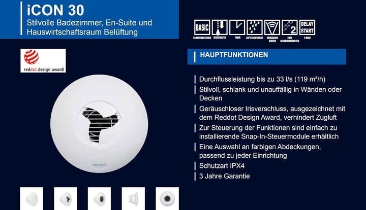 Actual product image Airflow Quiet Mixed Flow Fan for Bathrooms and Utility Spaces