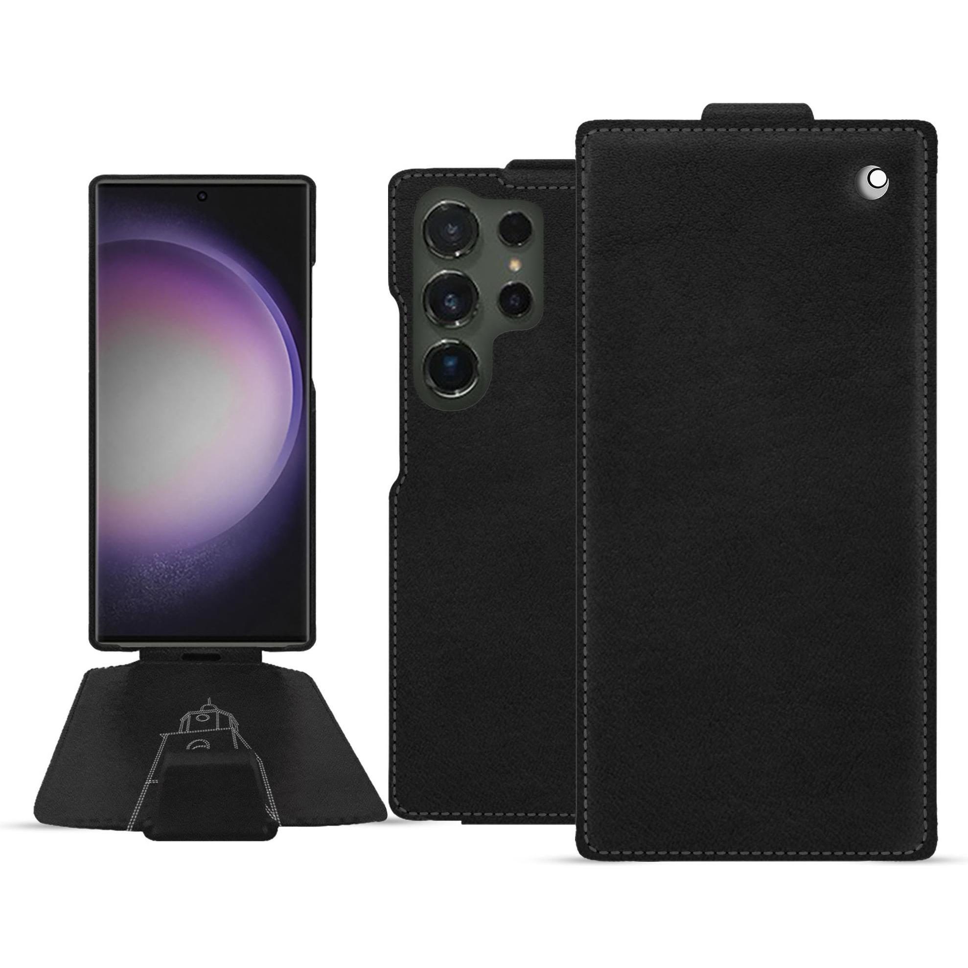 Noreve Lederschutzhülle vertikal (Samsung Galaxy S24 Ultra), Smartphone Hülle, Schwarz