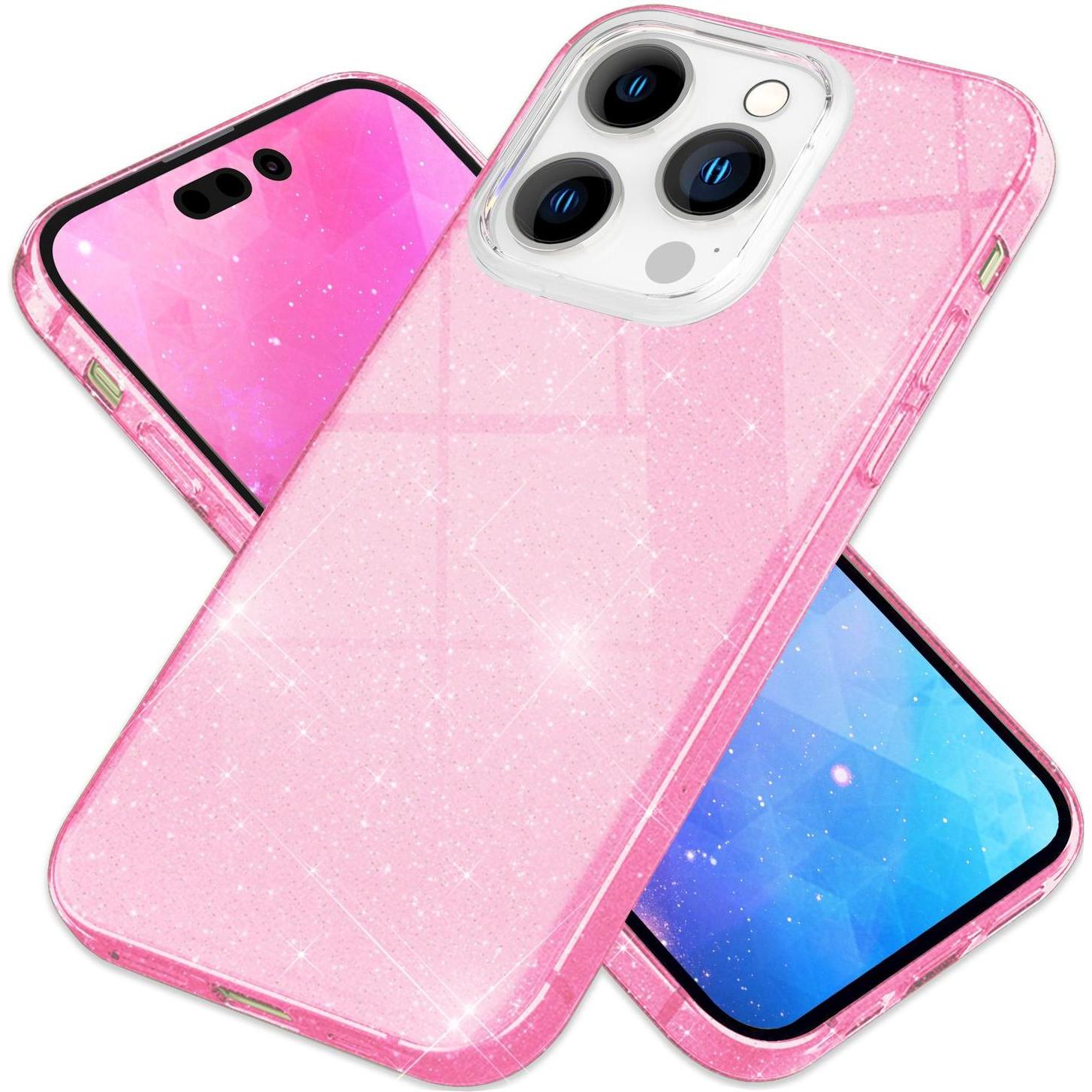 Nalia Glitzer Hülle (Apple iPhone 14 Pro Max), Smartphone Hülle, Pink