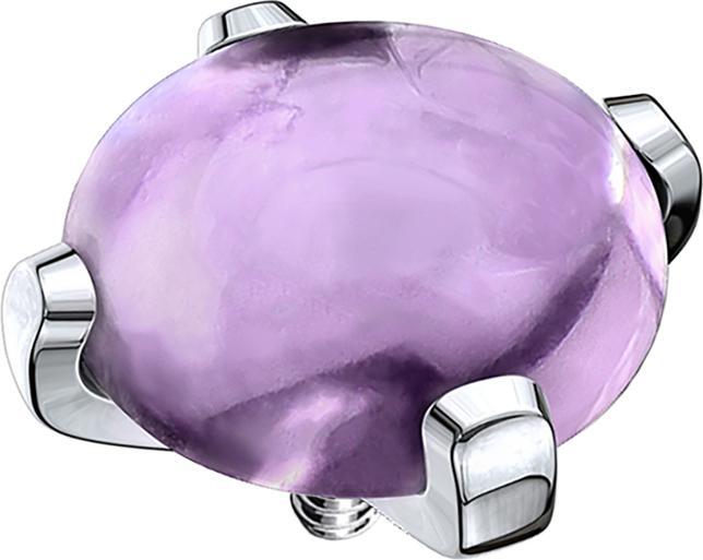 Actual product image Star Piercing Dermal anchor dome with amethyst stone (without brass, Mineral, Surgical steel 316L)