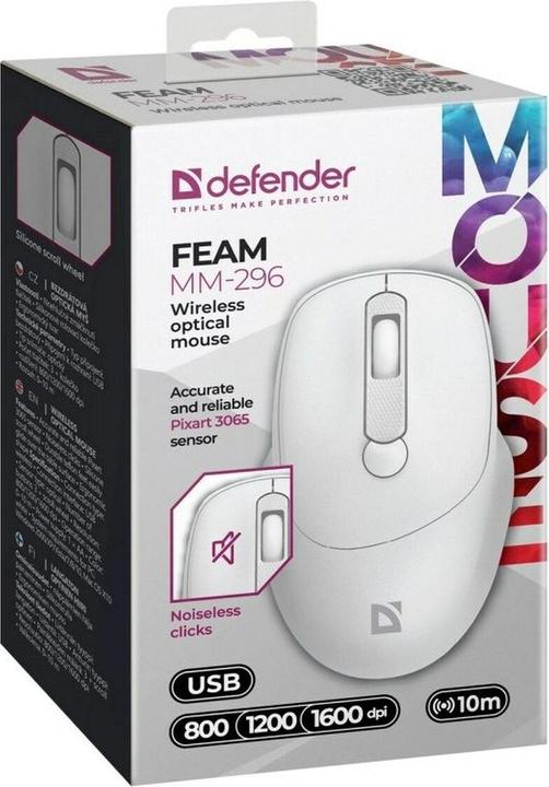 Actual product image Defender FEAM MM-296 RF 1600 DPI wireless silent click mouse (Wireless)