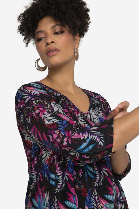 Produktbild Miamoda Kleid, A-Line, Alloverdruck, V-Ausschnitt, 3/4-Ärmel (56)