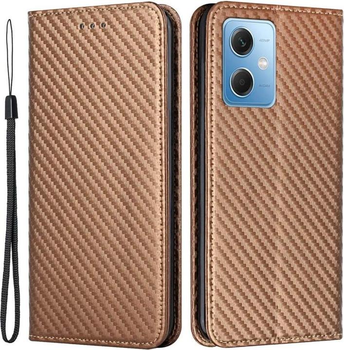 Actual product image Cover-Discount Xiaomi Poco X5 - Carbon Look Flip Case Cover brown (Xiaomi Poco X5)